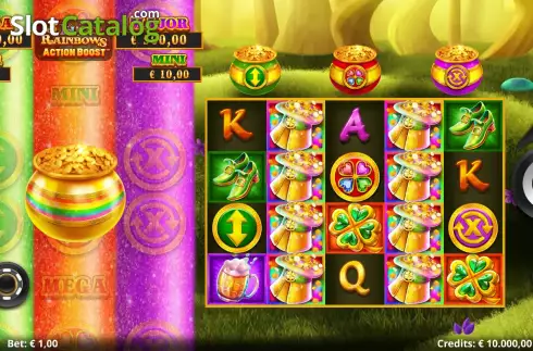 Game Screen. Action Boost 3 Lucky Rainbows slot