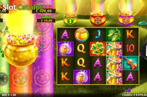 Green Coin Bonus Win Screen. Action Boost 3 Lucky Rainbows slot