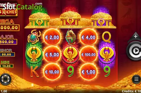 Game Screen. Action Cash Ra's Riches slot
