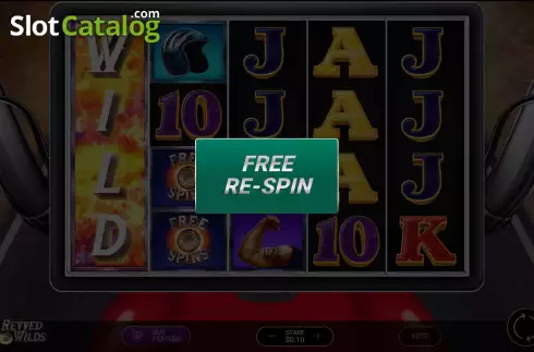 Win Free Respin screen. Revved Wilds slot