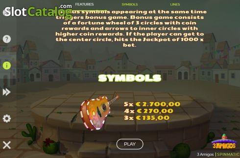 Paytable 3. 3 Amigos slot