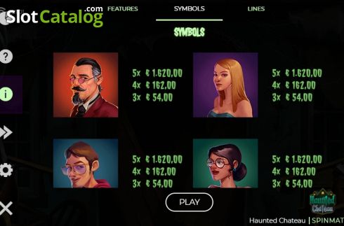 Paytable 4. Haunted Chateau slot