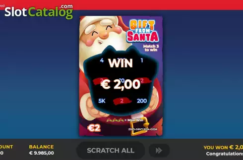 Win screen 2. Gift From Santa Scratch slot