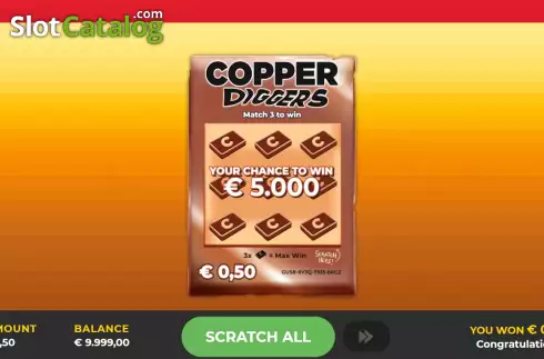 Game screen. Copper Diggers Scratch slot