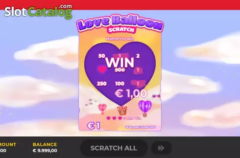 Win screen 2. Love Balloon Scratch slot