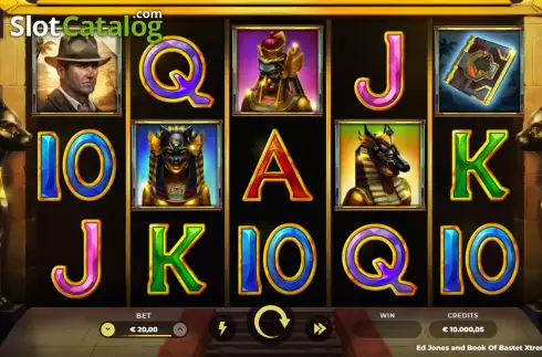 Reel screen. Ed Jones and Book of Bastet Deluxe Extreme slot