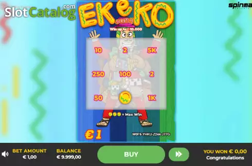 Game screen 2. Ekeko Scratch slot