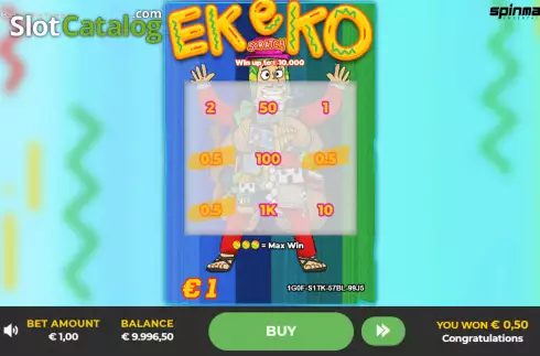 Win screen. Ekeko Scratch slot