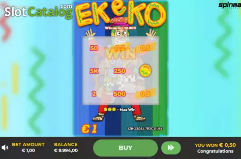 Win screen 2. Ekeko Scratch slot