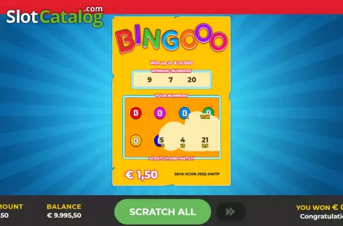 Game screen. Bingooo Scratch slot