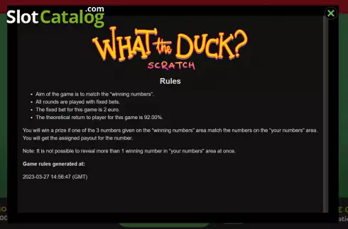 Écran6. What The Duck? Scratch Machine à sous