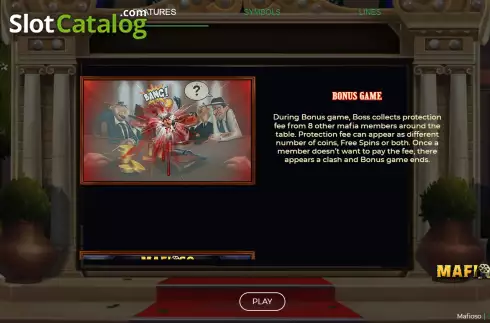 Bonus Game screen. Mafioso Deluxe slot