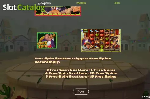 Free Spins screen. 3 Amigos Jackpot slot