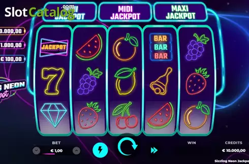 Game screen. Sizzling Neon Jackpot slot
