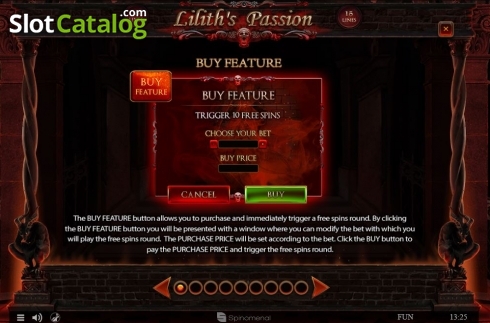 Bildschirm8. Lilith's Passion 15 lines slot