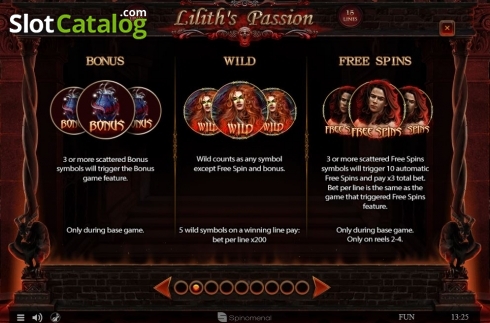 Features 2. Lilith's Passion 15 lines slot