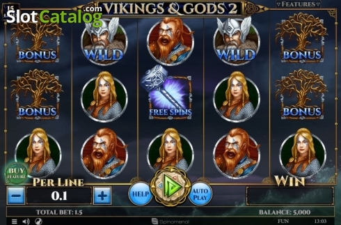 画面2. Vikings and Gods 2 15 Lines カジノスロット