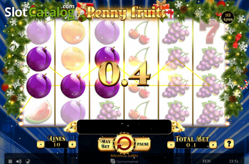 Ekran4. Penny Fruits Christmas Edition yuvası