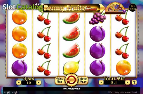 Reel Screen. Penny Fruits Extreme Spin O Wheel slot
