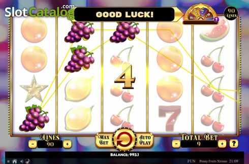Win Screen . Penny Fruits Extreme Spin O Wheel slot
