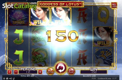 Win screen. Goddess Of Lotus slot