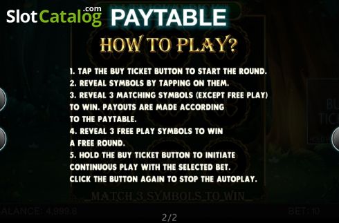 Paytable 2. Patricks Pick slot
