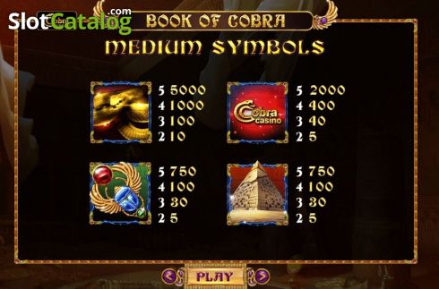 Medium Symbols. Book of Cobra slot