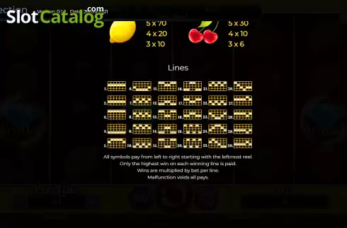 Paylines screen. Fruits Collection 30 Lines slot