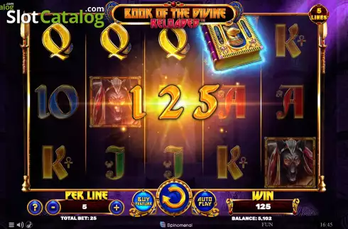 Win screen. Book Of The Divine Reloaded slot