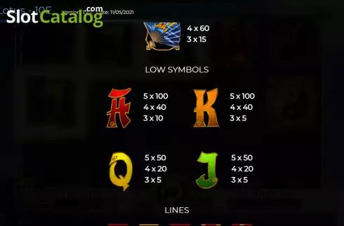 Low symbols screen. Goddess of Lotus 10 Lines slot