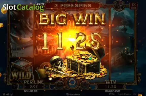 Win screen. Age of Pirates 15 Lines slot