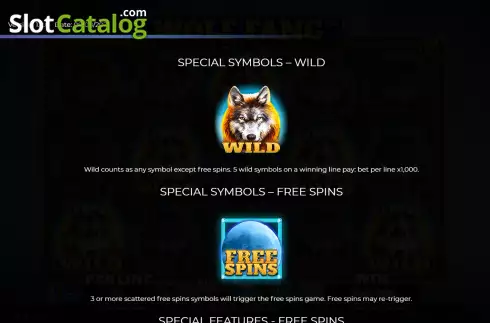 Special symbols screen. Wolf Fang slot