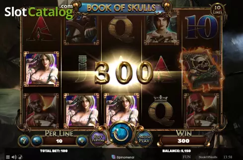 Win screen 2. Book of Skulls (Spinomenal) slot
