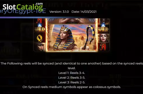 Synced reels screen. Story of Egypt 10 Lines slot