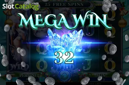Mega Win Screen. Queen Of Ice Christmas Edition slot