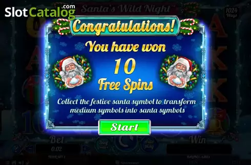 Free Spins Win Screen. Santa's Wild Night slot