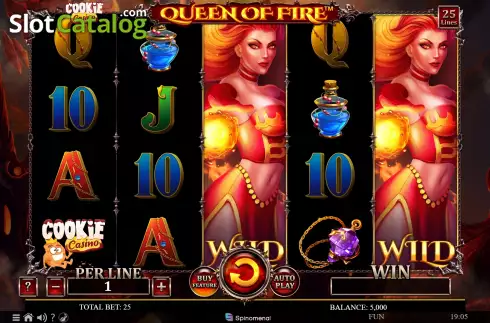 Скрин2. Cookie Casino Queen of Fire слот