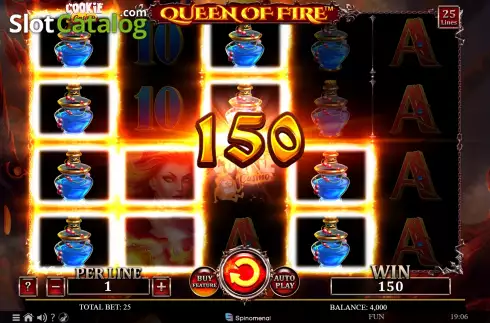 Win Screen. Cookie Casino Queen of Fire slot