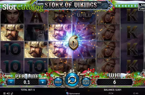 Win screen. Story of Vikings Christmas Edition slot