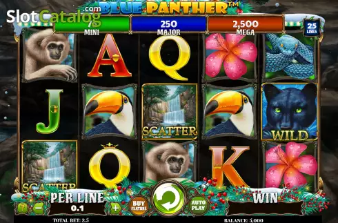 Game Screen. Blue Panther Christmas Edition slot