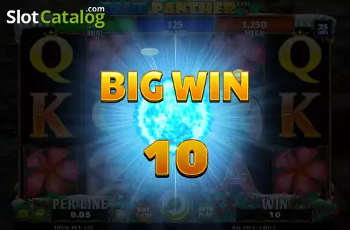 Big Win Screen. Blue Panther Christmas Edition slot