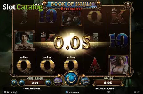 Win screen. Book Of Skulls Reloaded slot