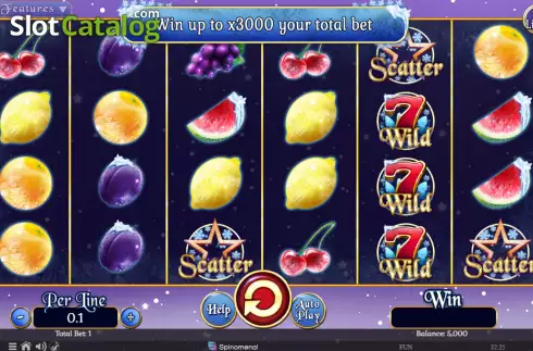 Game Screen. Fruits On Ice Collection 10 Lines slot