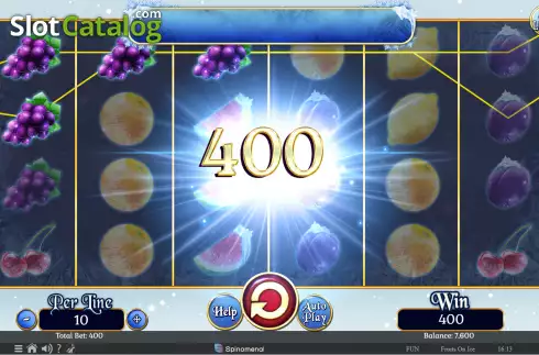 Win screen. Fruits On Ice Collection 40 Lines slot