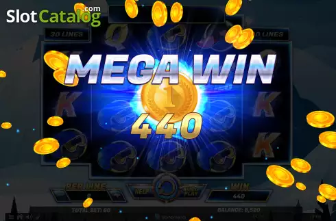 Mega Win screen. Winter’s Gold slot