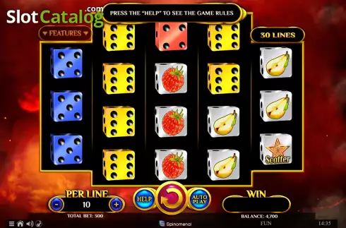 Game screen. Wildfire Fruits Dice slot