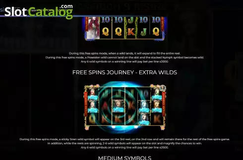 Wilds feature screen. Poseidon's Rising Expanded Edition slot