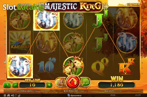 Win screen. Casino Kakadu Majestic King slot