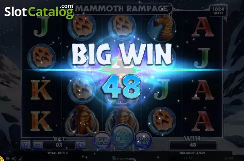 Big Win screen. Mammoth Rampage slot