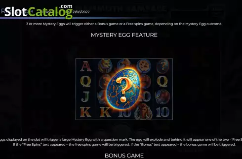 Mystery Egg feature screen. Mammoth Rampage slot
